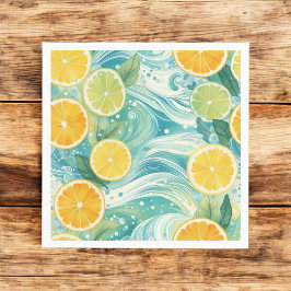 Guardanapo De Papel Citrus Orange Lemon Fresco e Verão Amarelo