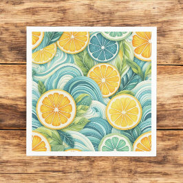 Guardanapo De Papel Citrus Orange Lemon Fresco e Verão Amarelo
