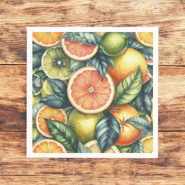 Guardanapo De Papel Citrus Orange Lemon Fresco e Verão Amarelo