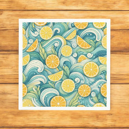 Guardanapo De Papel Citrus Orange Lemon Fresco e Verão Amarelo