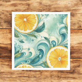 Guardanapo De Papel Citrus Orange Lemon Fresco e Verão Amarelo