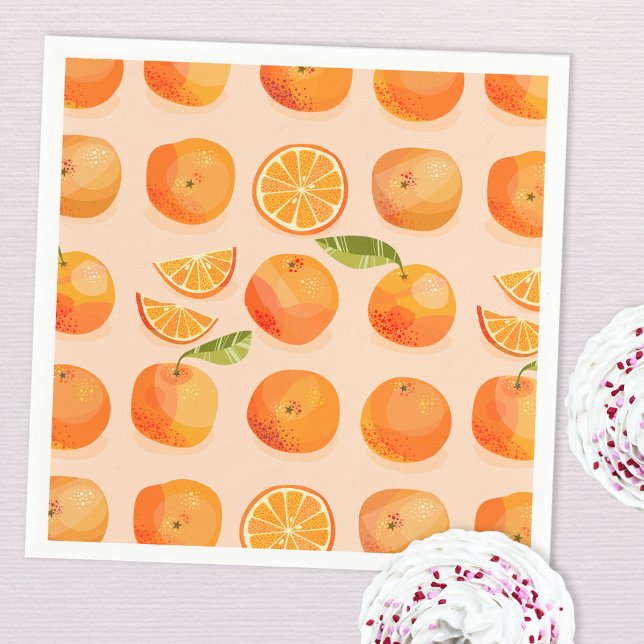 Guardanapo De Papel Citrus Orange Paper Napkin (Citrus orange fun party paper napkins for a Mediterranean feel)