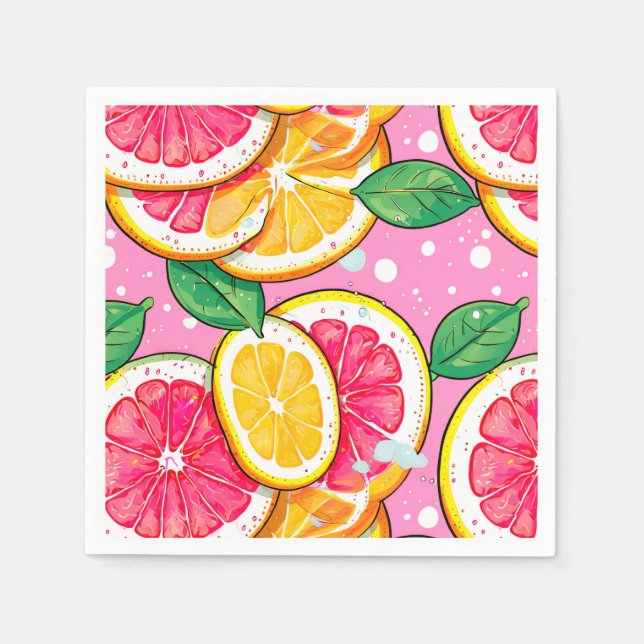 Guardanapo De Papel Citrus Pink Polka Dot  (Frente)