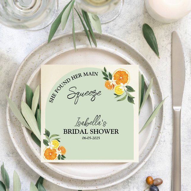 Guardanapo De Papel Citrus She Found Her Main Greenery  Bridal Shower (Citrus She Found Her Main Greenery Bridal Shower)