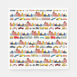 Guardanapo De Papel City Transportation Vehicles Trucks Cars Kids