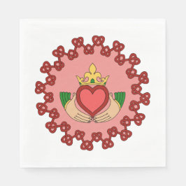 Guardanapo De Papel Claddagh e Red Knotwork a rosa