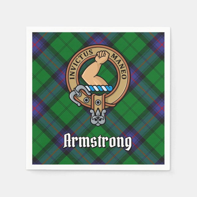 Guardanapo De Papel Clan Armstrong Crest sobre Tartan (Frente)