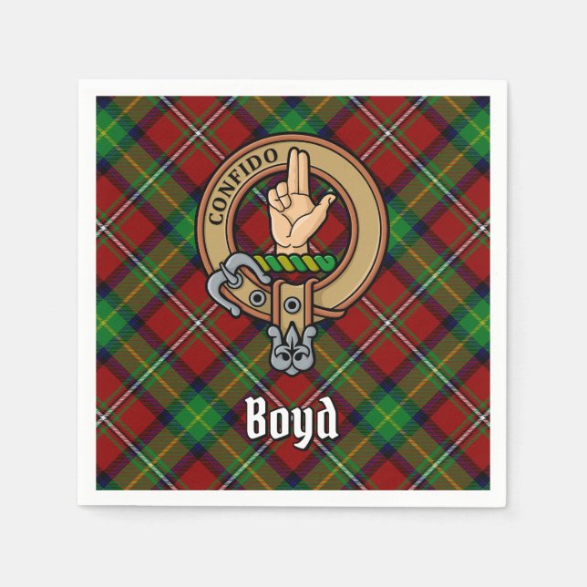 Guardanapo De Papel Clan Boyd Crest sobre Tartan (Frente)