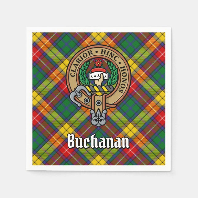 Guardanapo De Papel Clan Buchanan Crest sobre Tartan (Frente)