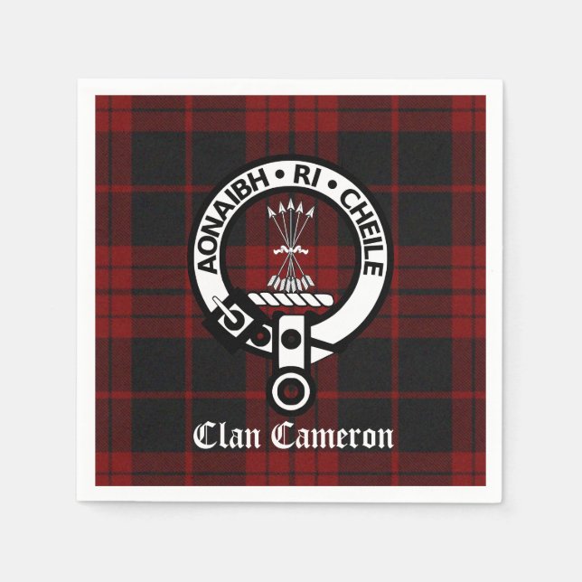 Guardanapo De Papel Clan Cameron Crest Crachá e Tartan (Frente)