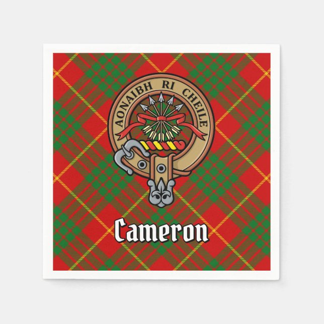 Guardanapo De Papel Clan Cameron Crest sobre Tartan (Frente)