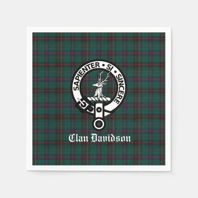 Guardanapo De Papel Clan Davidson Crest Crachá e Tartan (Frente)