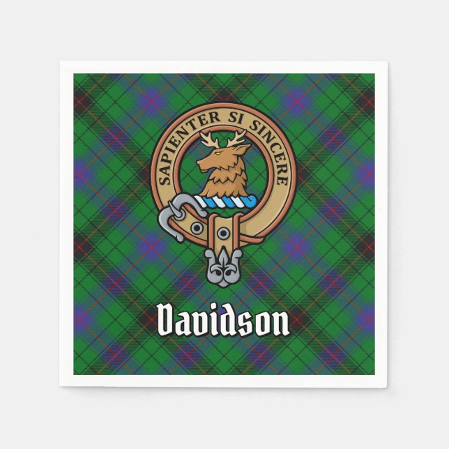Guardanapo De Papel Clan Davidson Crest sobre Tartan (Frente)