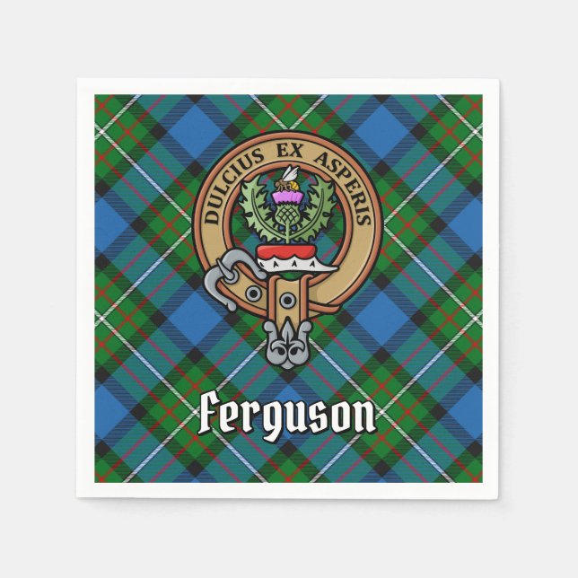 Guardanapo De Papel Clan Ferguson Crest sobre Tartan (Frente)