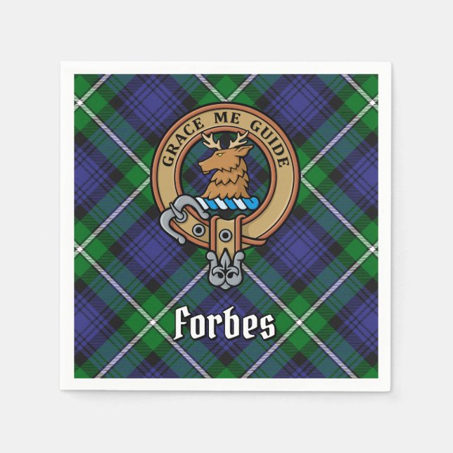 Guardanapo De Papel Clan Forbes Crest sobre Tartan (Frente)