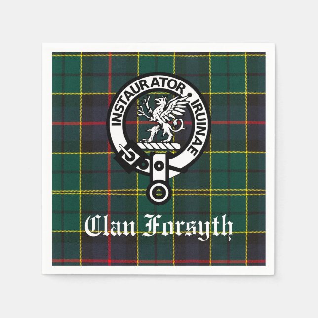 Guardanapo De Papel Clan Forsyth Crest & Tartan Personalizável (Frente)