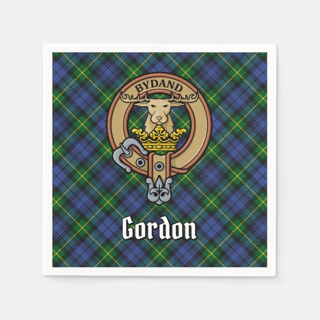 Guardanapo De Papel Clan Gordon Crest sobre Tartan (Frente)