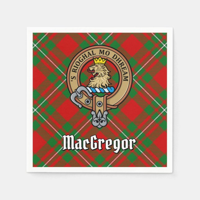Guardanapo De Papel Clan Gregor Crest sobre Tartan (Frente)