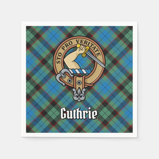 Guardanapo De Papel Clan Guthrie Crest sobre Tartan (Frente)