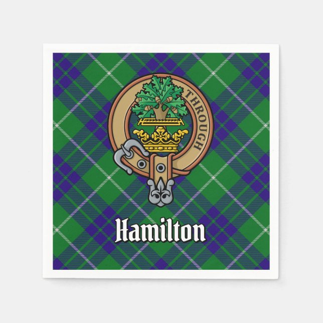 Guardanapo De Papel Clan Hamilton Crest sobre caçar Tartan (Frente)