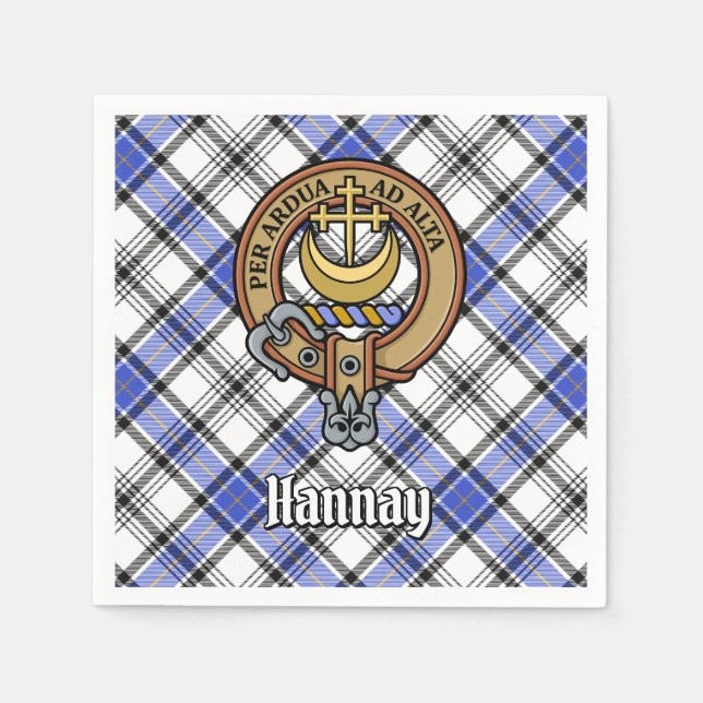 Guardanapo De Papel Clan Hannay Crest sobre Tartan (Frente)