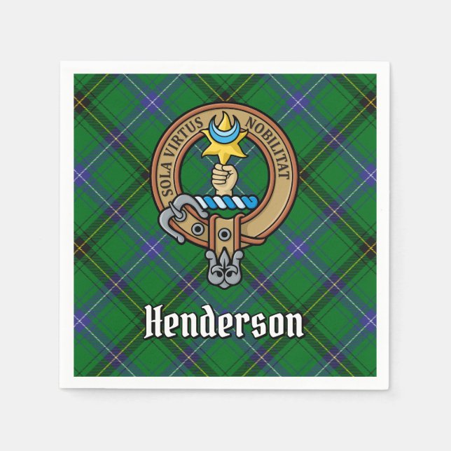 Guardanapo De Papel Clan Henderson Crest sobre Tartan (Frente)
