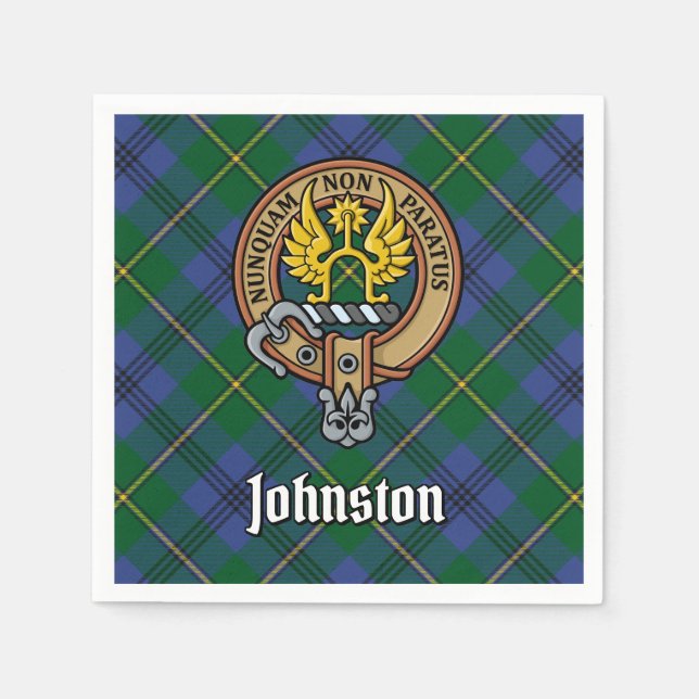Guardanapo De Papel Clan Johnston Crest sobre Tartan (Frente)