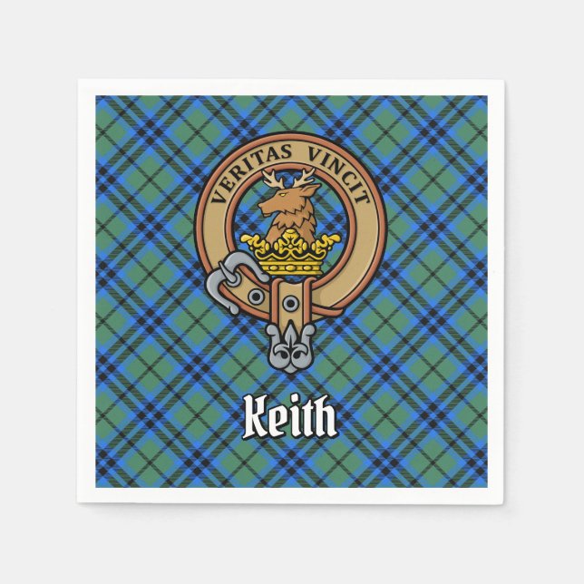 Guardanapo De Papel Clan Keith Crest sobre Tartan (Frente)