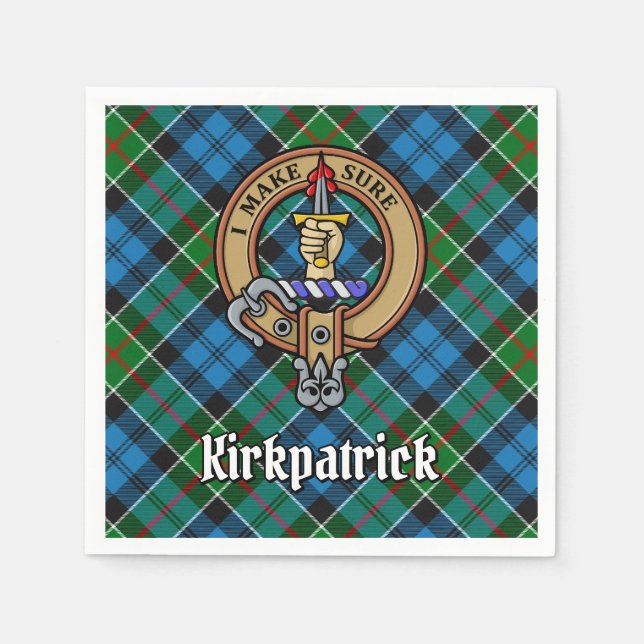 Guardanapo De Papel Clan Kirkpatrick Crest sobre Tartan (Frente)