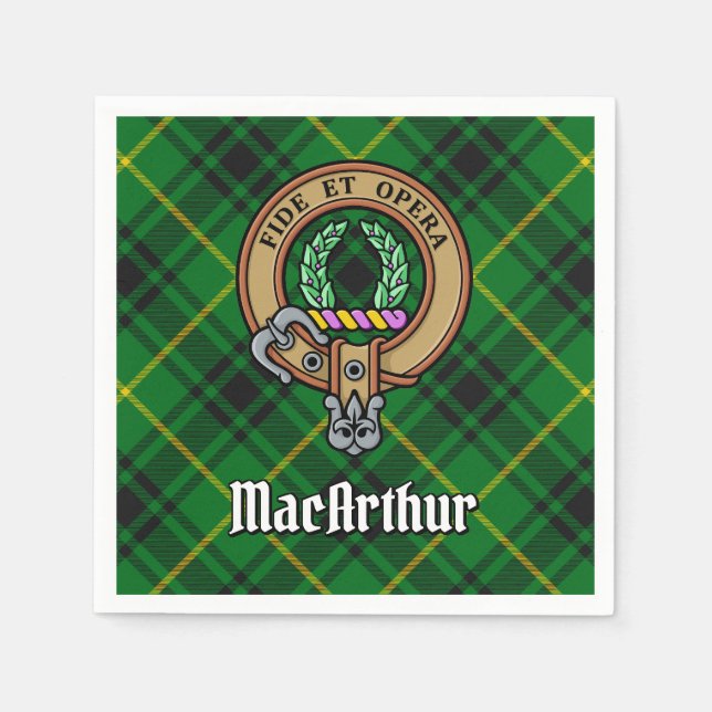Guardanapo De Papel Clan MacArthur Crest sobre Tartan (Frente)