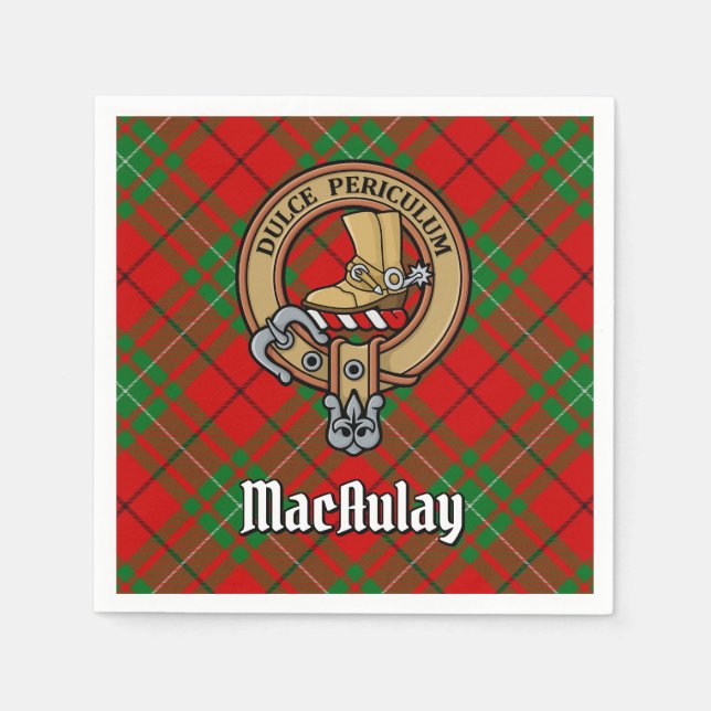 Guardanapo De Papel Clan MacAulay Crest sobre Tartan (Frente)