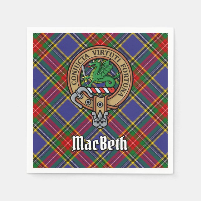Guardanapo De Papel Clan MacBeth Crest sobre Tartan (Frente)