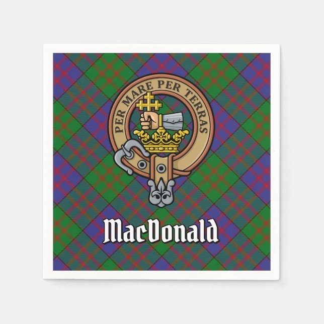 Guardanapo De Papel Clan MacDonald Crest sobre Tartan (Frente)