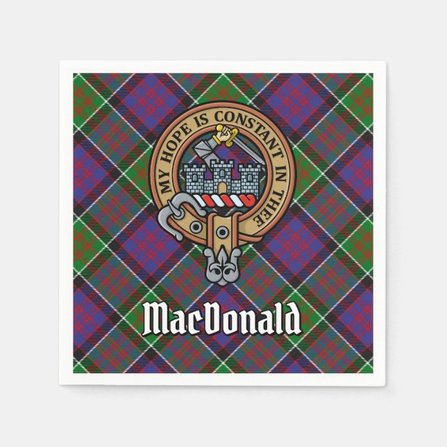 Guardanapo De Papel Clan MacDonald do Clanranald Crest sobre Tartan (Frente)