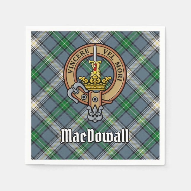 Guardanapo De Papel Clan MacDowall Crest sobre Tartan (Frente)