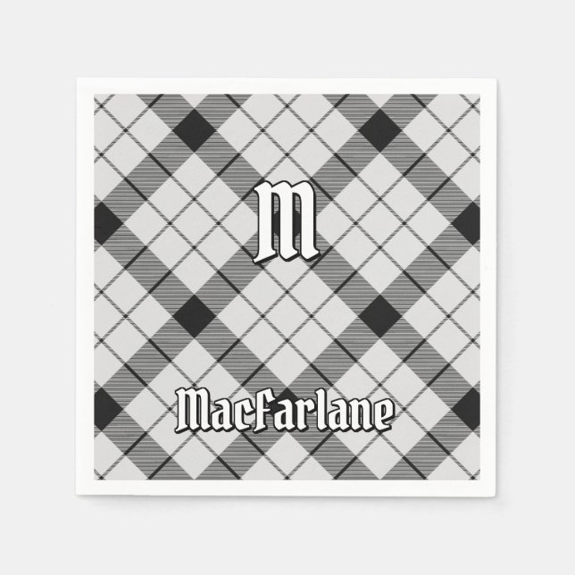 Guardanapo De Papel Clan MacFarlane Black and White Tartan (Frente)