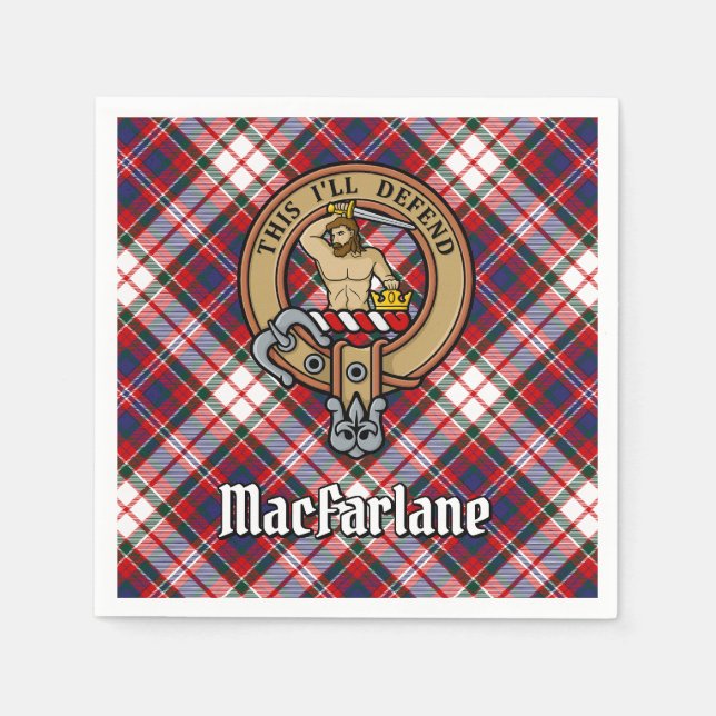 Guardanapo De Papel Clan MacFarlane Crest sobre o vestido Tartan (Frente)