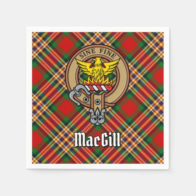 Guardanapo De Papel Clan MacGill Crest sobre Tartan (Frente)
