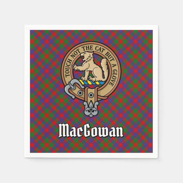 Guardanapo De Papel Clan MacGowan Crest sobre Tartan (Frente)