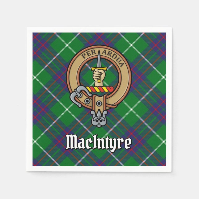 Guardanapo De Papel Clan MacIntyre Crest sobre Tartan (Frente)