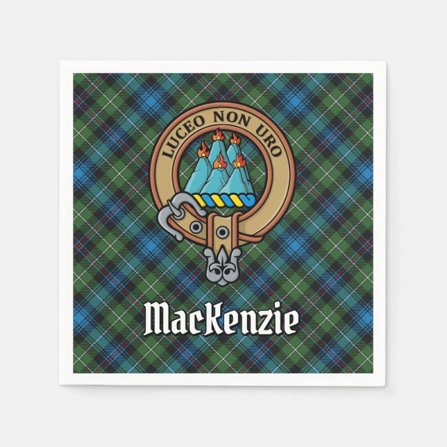 Guardanapo De Papel Clan MacKenzie Crest sobre Tartan (Frente)