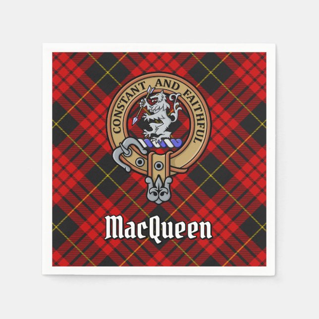 Guardanapo De Papel Clan MacQueen Crest sobre Tartan (Frente)
