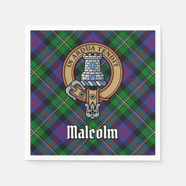 Guardanapo De Papel Clan Malcolm Crest over Tartan (Frente)