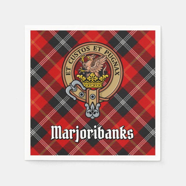 Guardanapo De Papel Clan Marjoribanks Crest sobre Tartan (Frente)