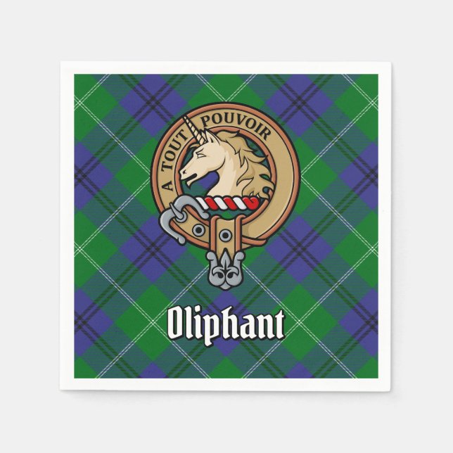 Guardanapo De Papel Clan Oliphant Crest sobre Tartan (Frente)