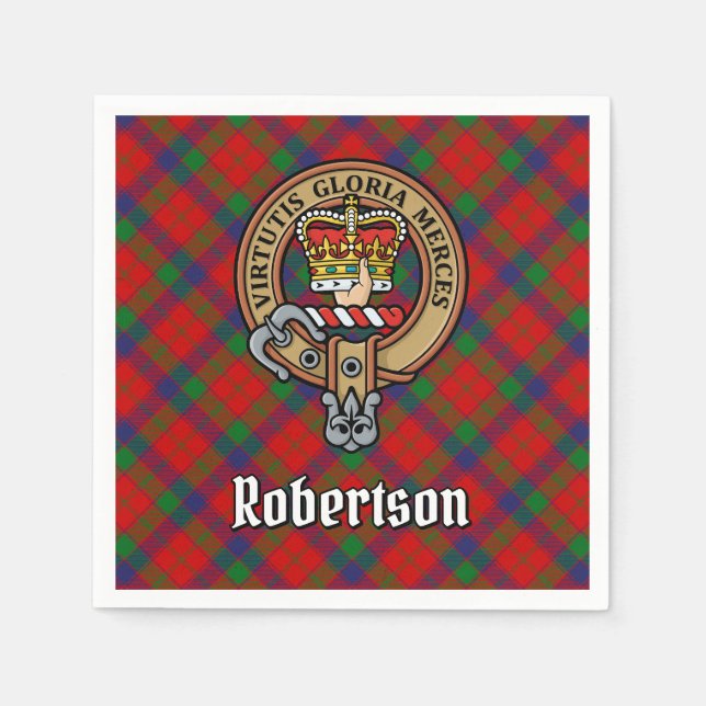 Guardanapo De Papel Clan Robertson Crest sobre Tartan (Frente)