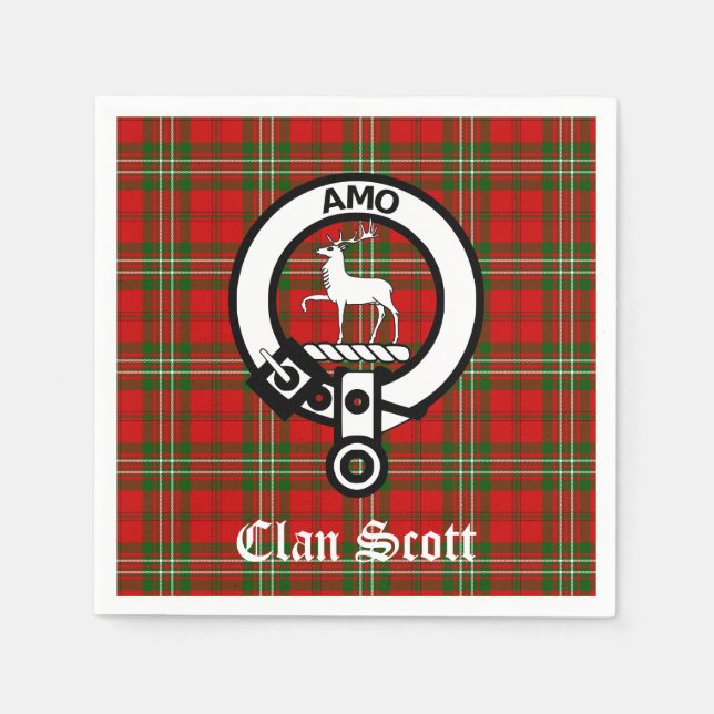 Guardanapo De Papel Clan Scott Crest Crachá e Tartan (Frente)