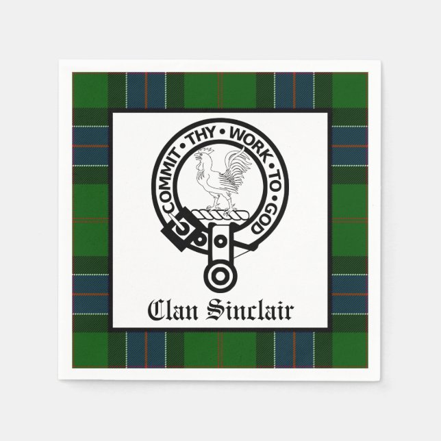 Guardanapo De Papel Clan Sinclair Crest Crachá e Tartan (Frente)