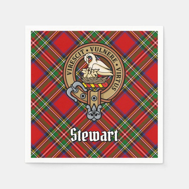 Guardanapo De Papel Clan Stewart Crest sobre o Royal Tartan (Frente)