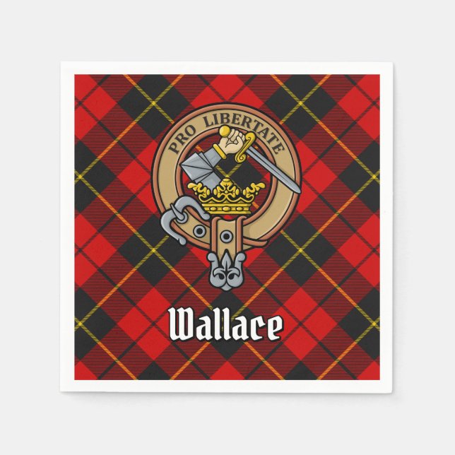 Guardanapo De Papel Clan Wallace Crest sobre Tartan (Frente)